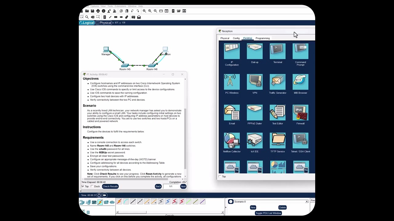 CCNA1 NetAcad Packet Tracer Exercise 2.9.1