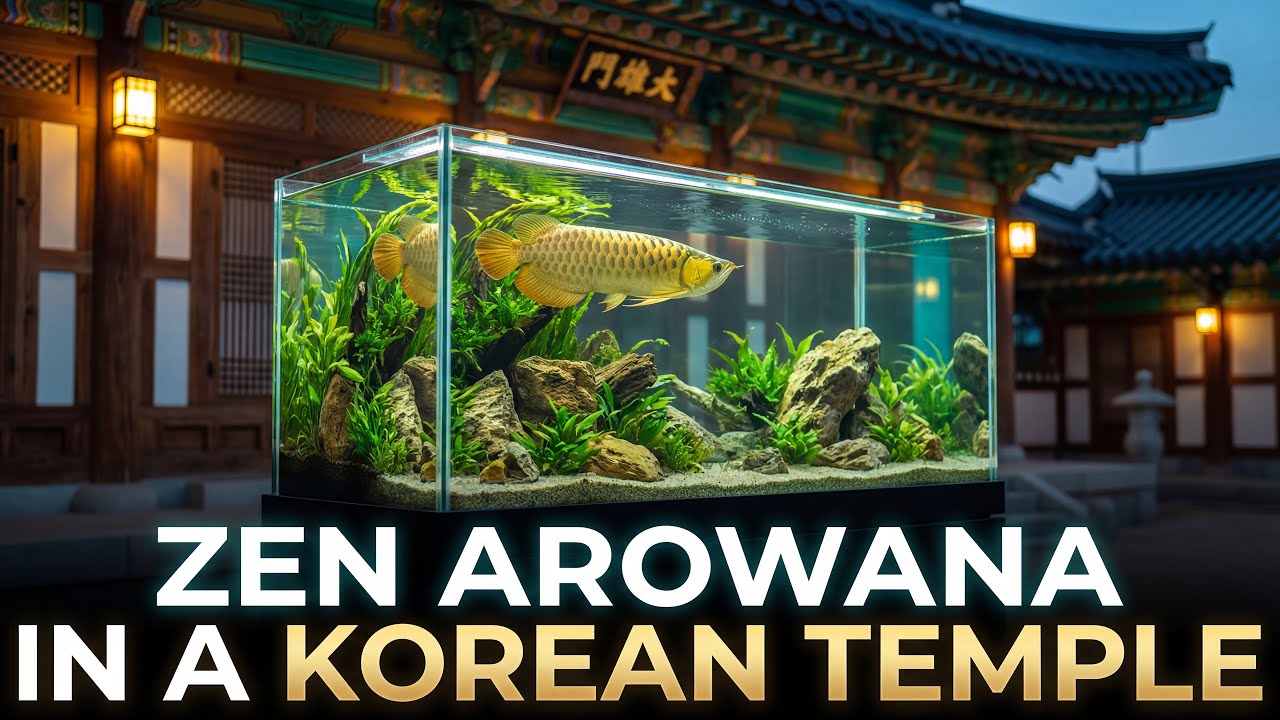 Serene Arowana Aquascape Inside a Sacred Korean Temple Zen Arowana in a Korean Temple HAPPY NEW YEAR