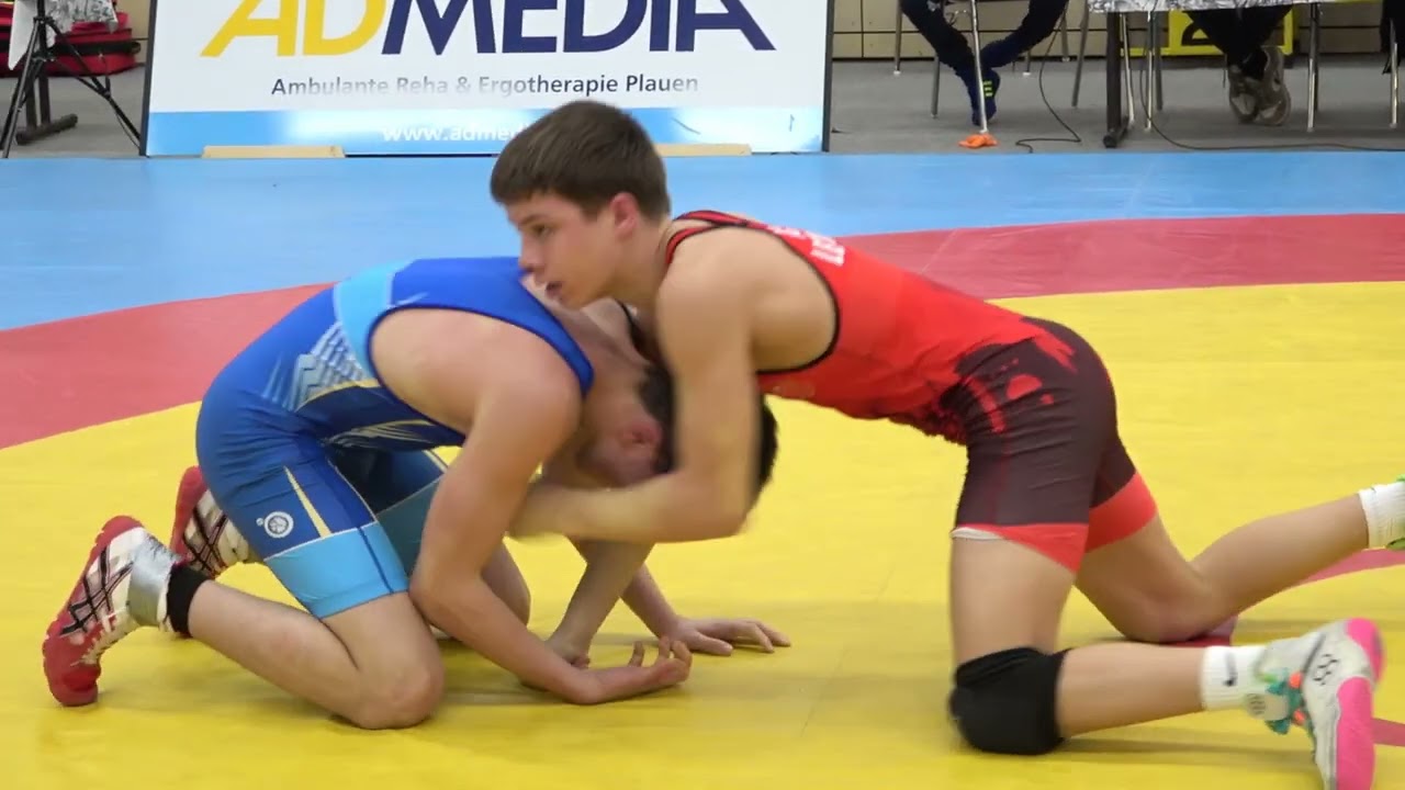 Wrestling / Ringen LM Sachsen 2025 in Plauen, Jugend A, 60 kg, Freestyle, Heinrich - Ahmed
