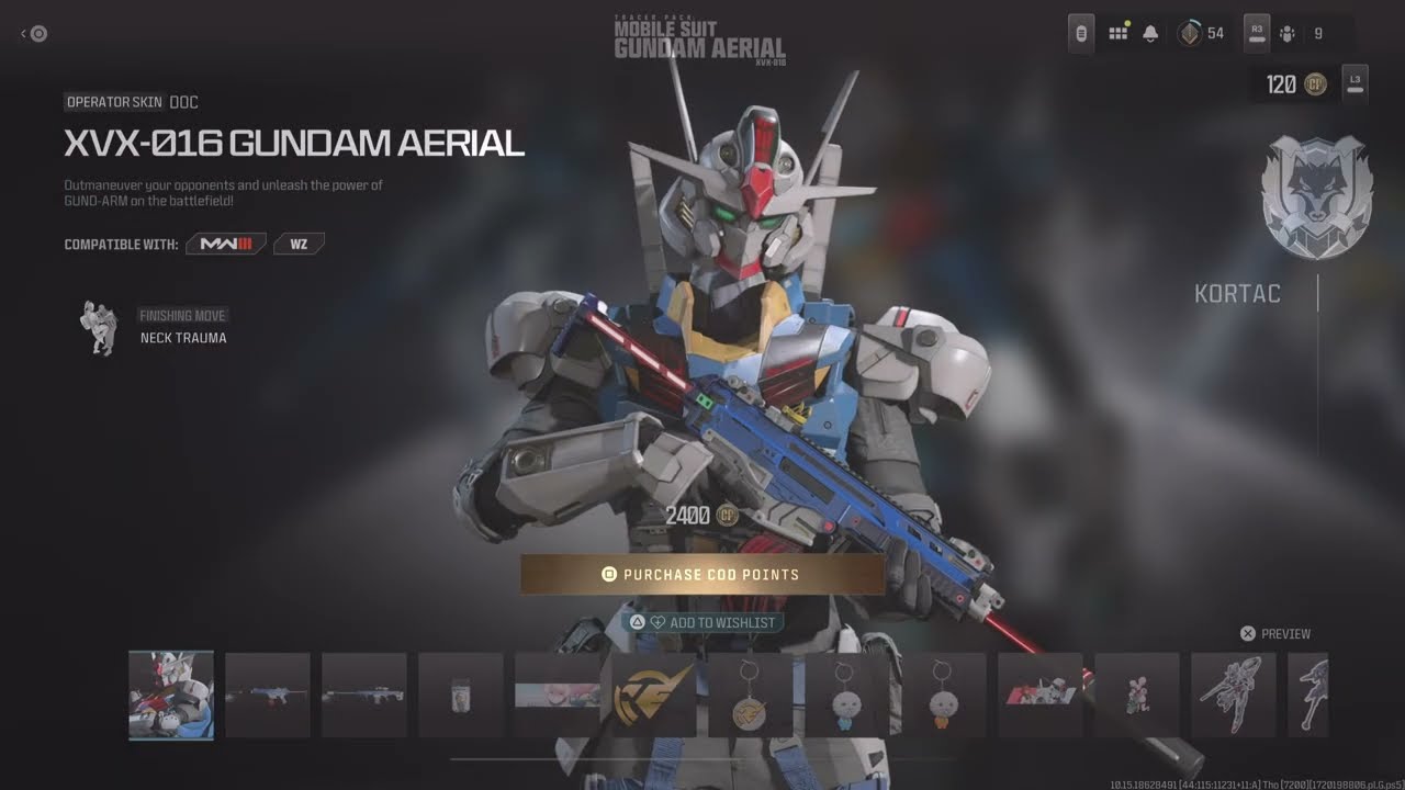 Mobile Suit Gundam Aerial XVX-016 Tracer Pack Bundle inCall of Duty Warzone!