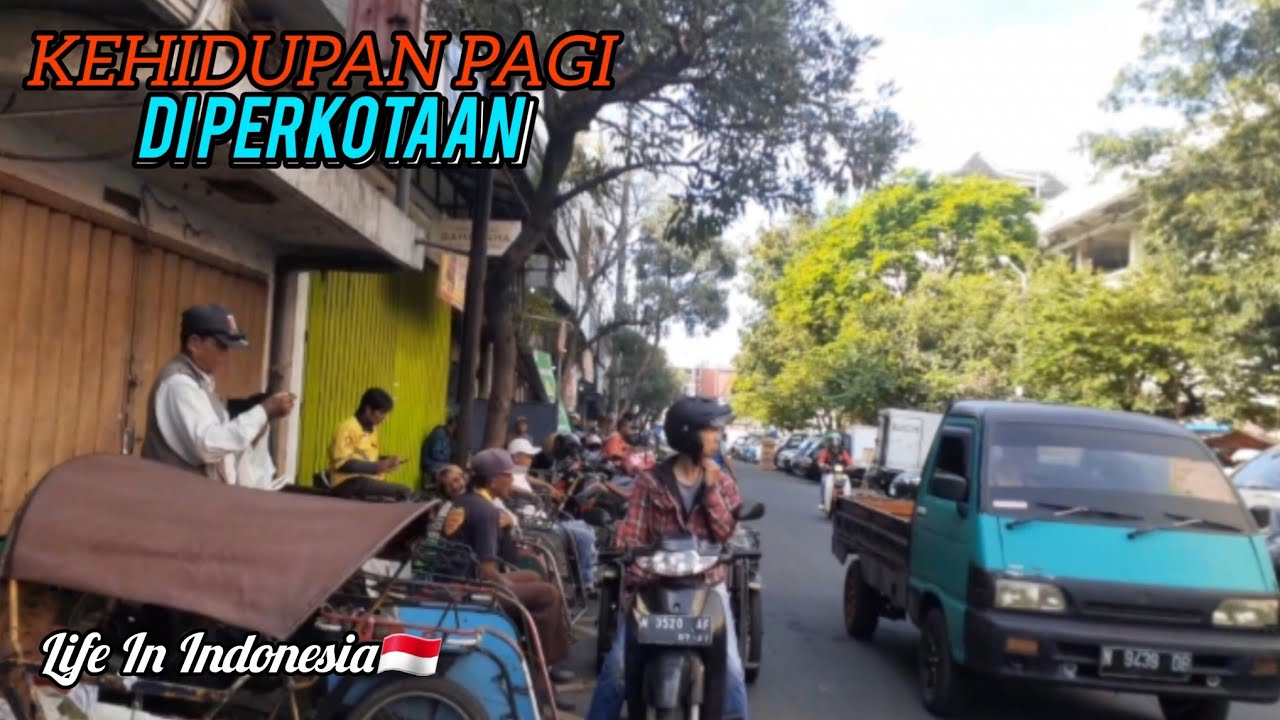 Suasana Pagi Kehidupan Nyata Di Perkotaan Ketika Warga Mulai Aktivitas