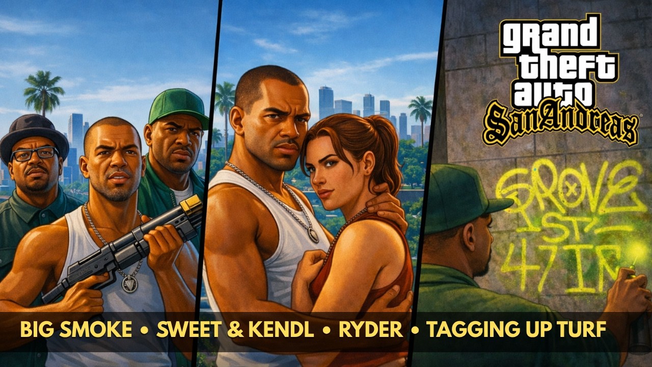 GTA San Andreas Walkthrough – Big Smoke, Sweet & Kendl, Ryder & Tagging Up Turf (No Commentary)