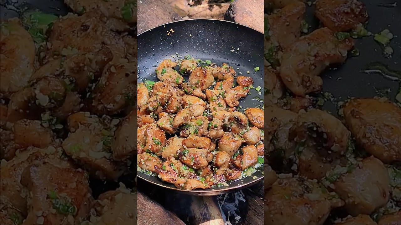 Butter Garlic Chicken recipe🔥🍗|Outdoor Cooking Experience #garlicchickenrecipe #chiken #campfire