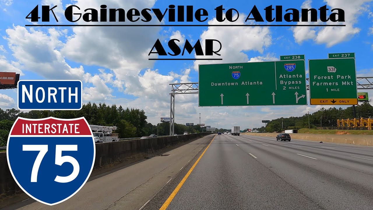 4K Gainesville to Atlanta. ASMR. Interstate 75 North .I 75 north