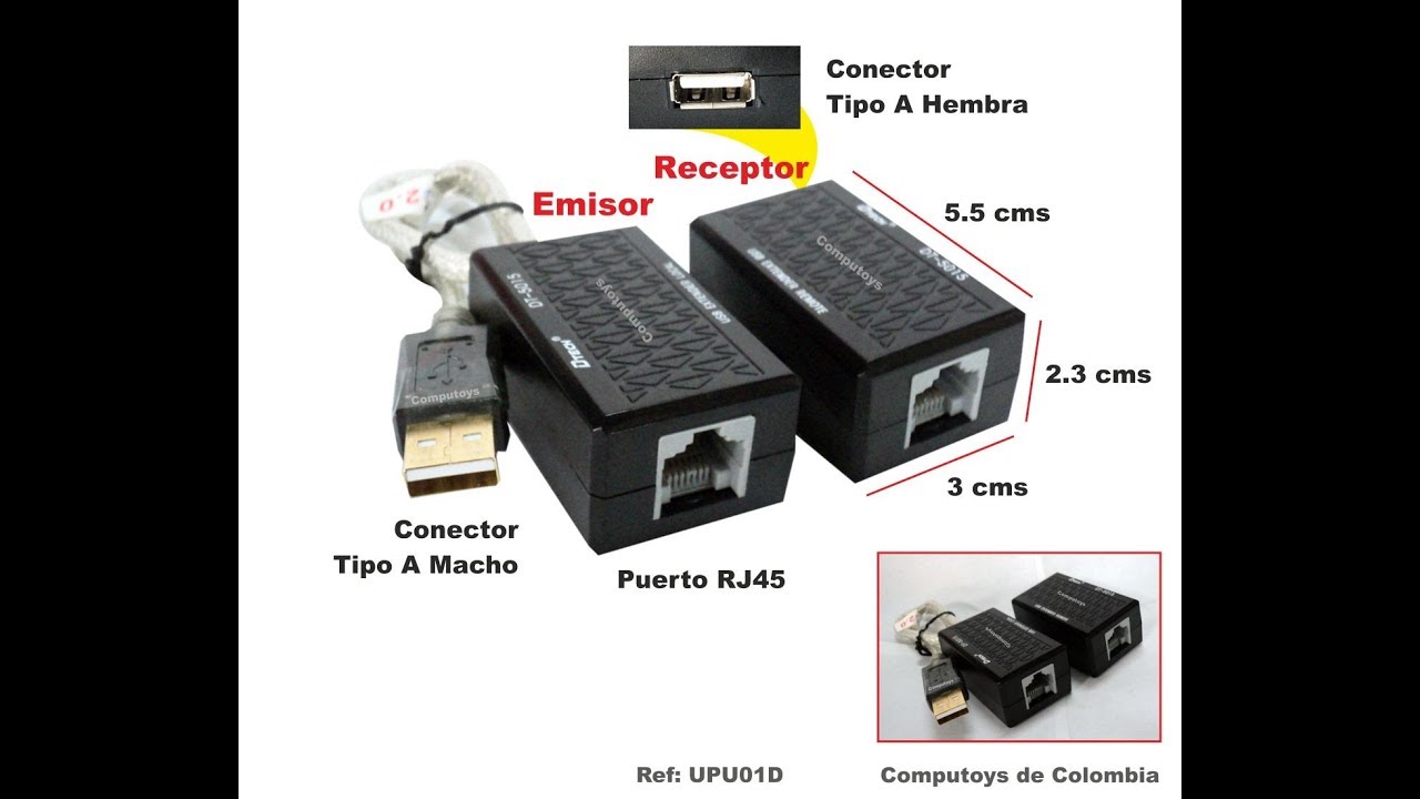 UPU01D Kit extensor USB por Patch Cord UTP, hasta 60 mts COMPUTOYS ML