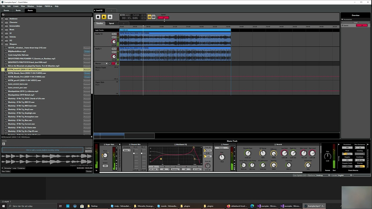 FMOD rubberband timestretch effect plugin