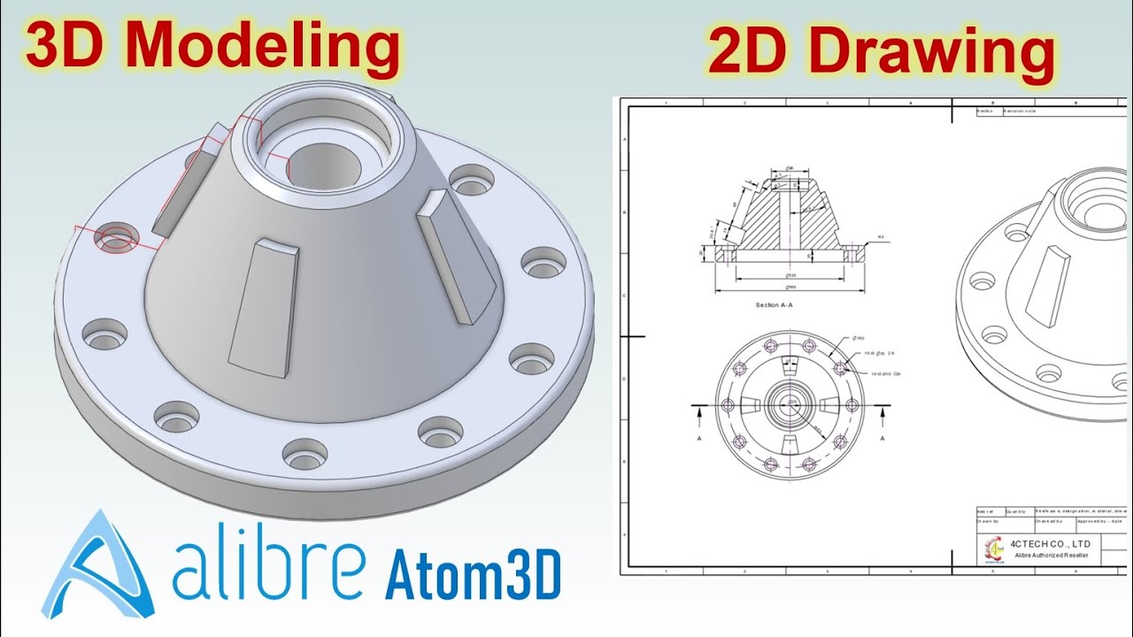 Alibre Atom3D | Design 3D Modeling & Create 2D Drawing - Sketching, Revolve, Extrude, Pattern