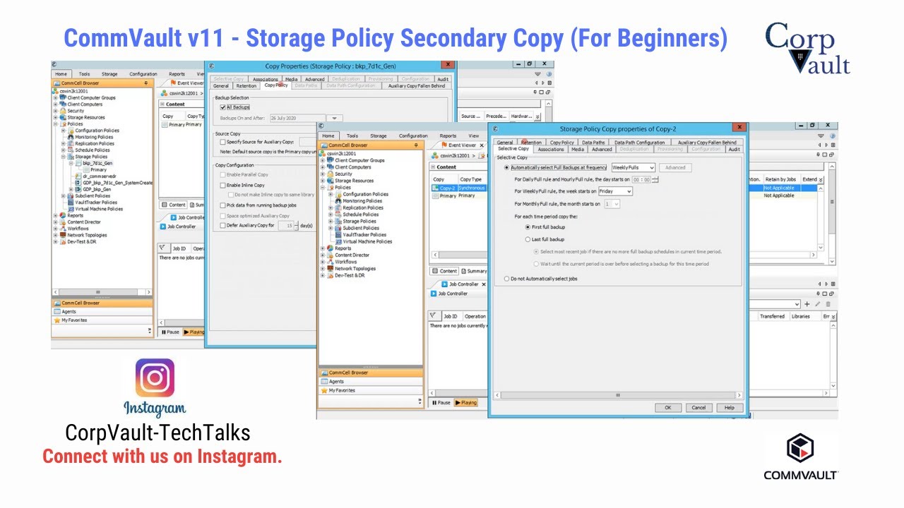 CommVault v11 Storage Policy Secondary Copy (For Beginners)