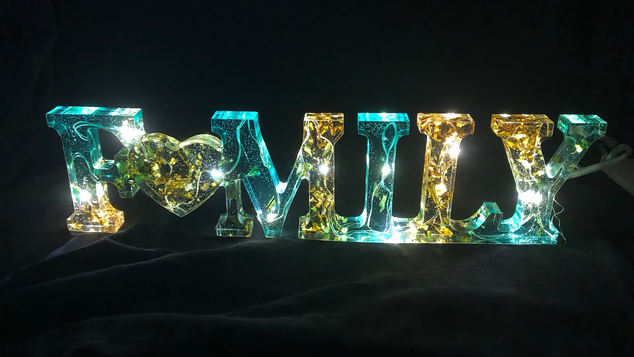 RESIN FAMILY SIGN WITH FAIRY LIGHTS - diy tutorial