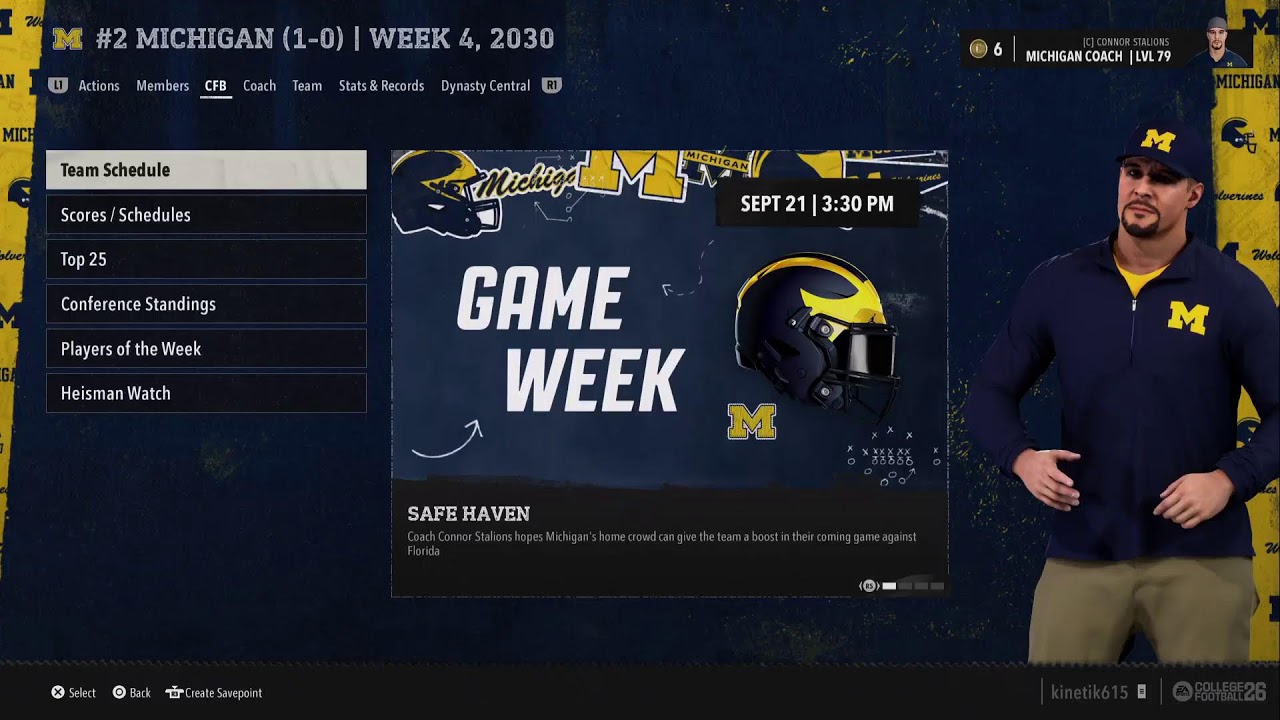 CFB26 Slow Sim Michigan Wolverines Dynasty week 3 2030
