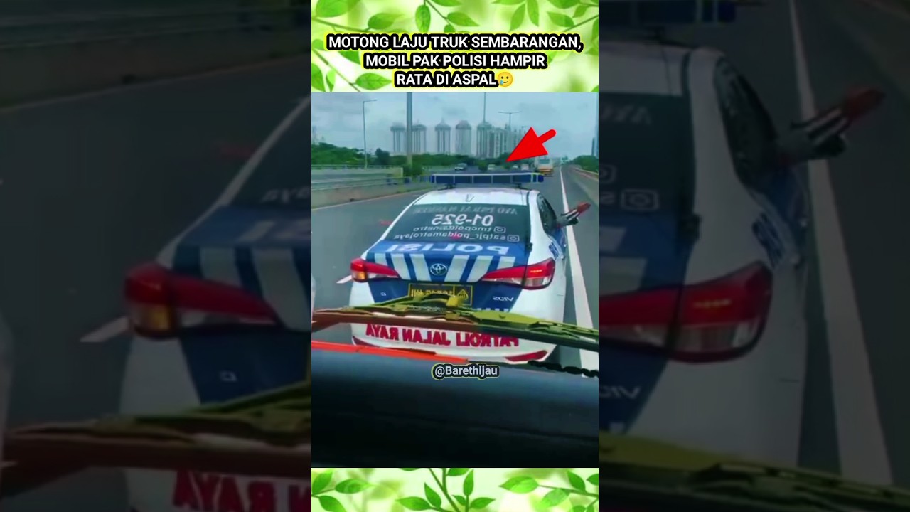 Detik2 mobil polisi rat4 di aspal, untung supir truk gercep😡 #polri #polisi #army #komando #shorts