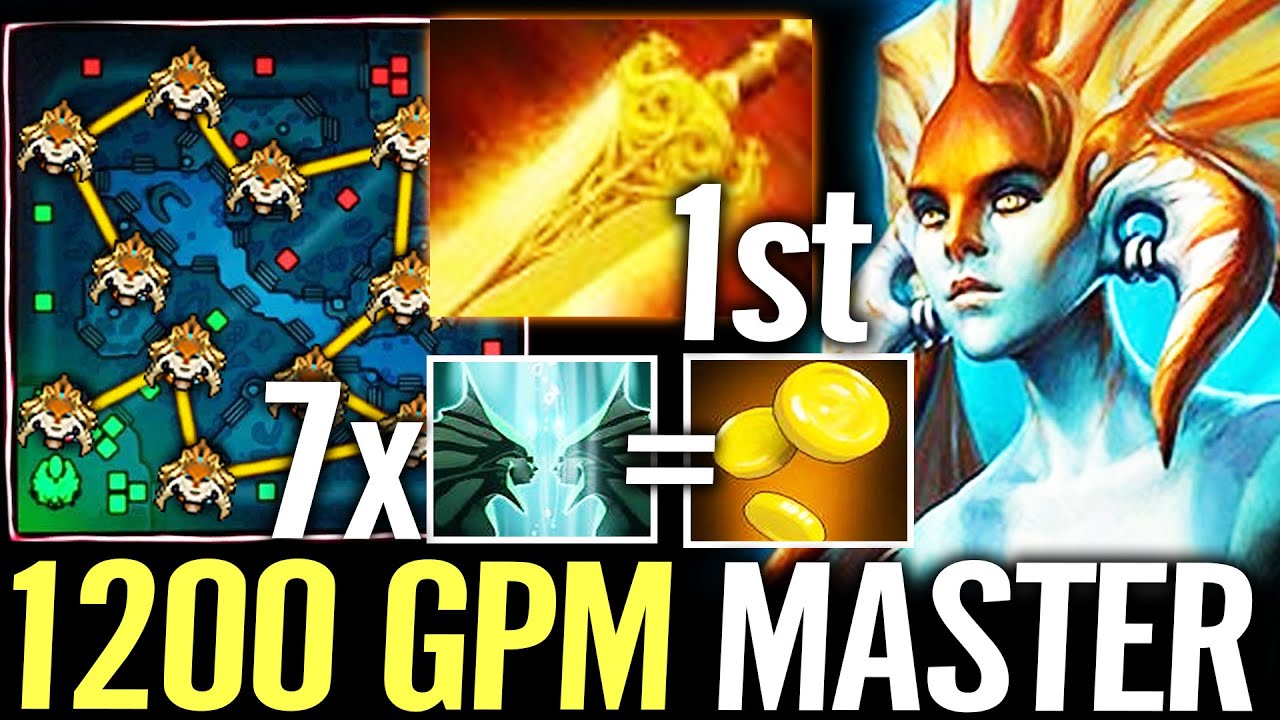 🔥 1200 GPM Naga Siren Radiance 1st Item &mdash; 7x ILLusion 100% Map Control MASTER Carry Dota 2 Pro