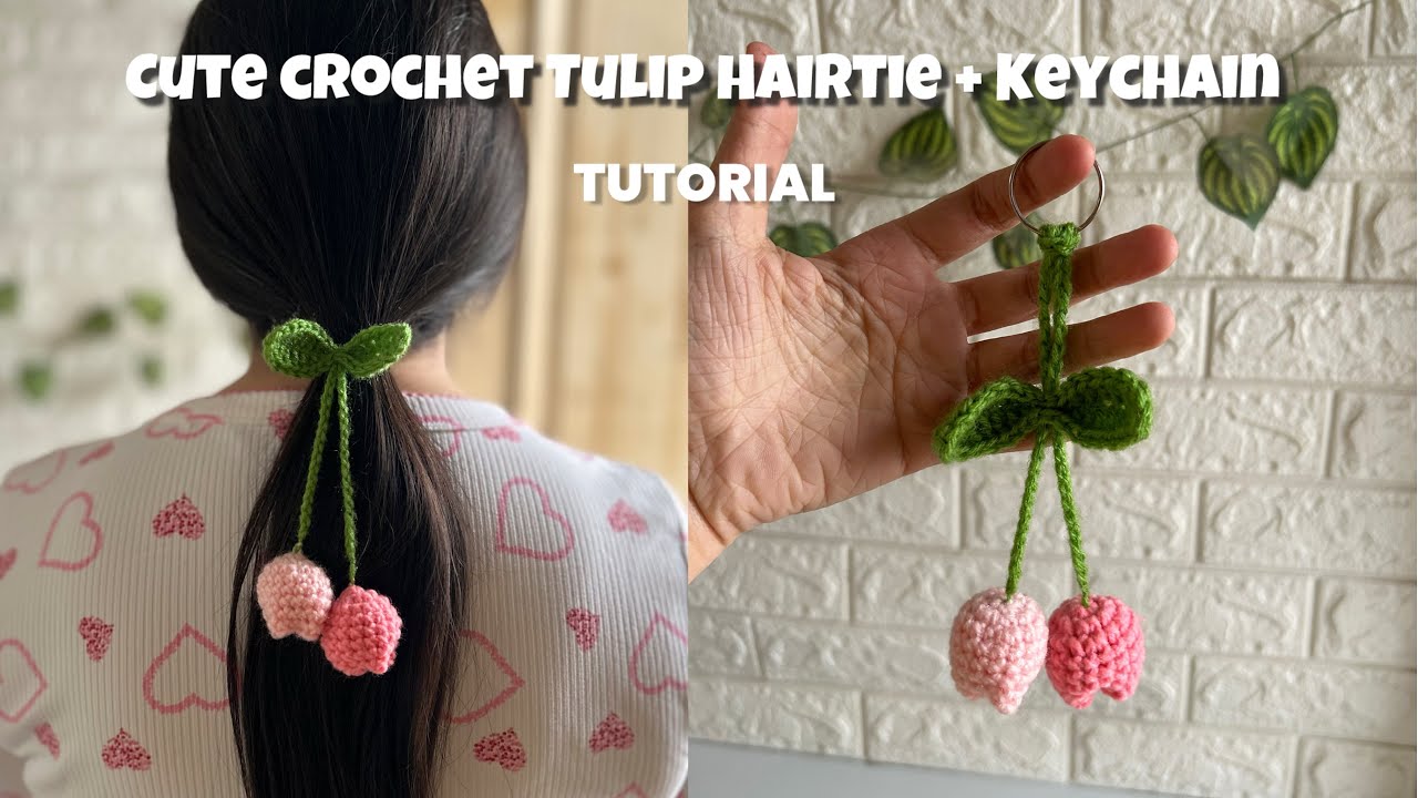 Make This Adorable Crochet Tulip Hair Tie & Keychain | Beginner friendly Tutorial | Easy and cute