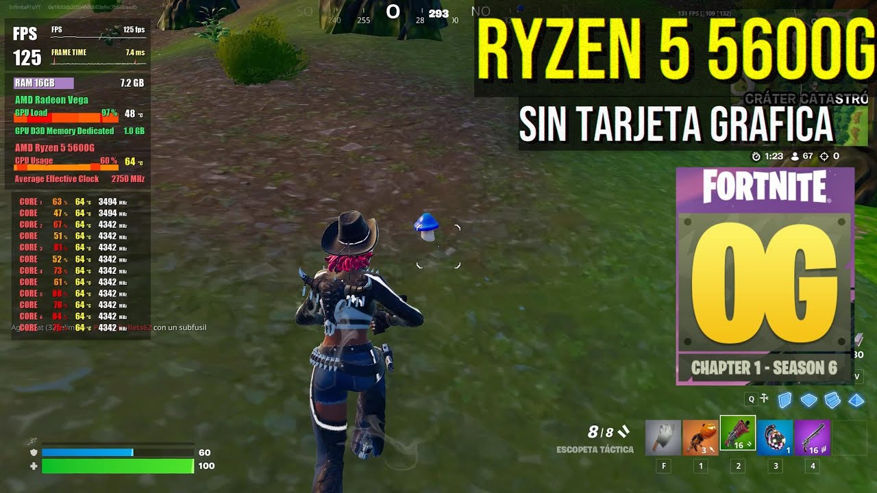Fortnite OG - Season 6 - Ryzen 5 5600G - 16GB DDR4 3200Mhz (Modo Rendimiento)