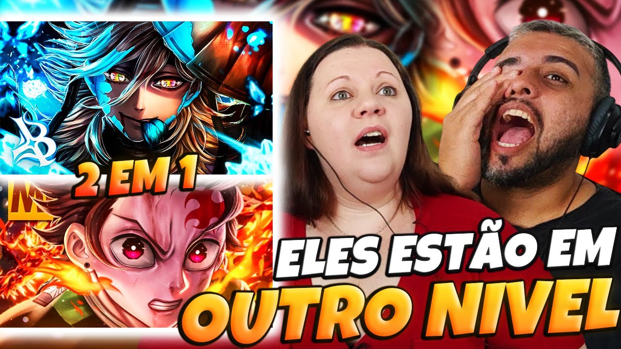 2 EM 1 DEMON SLAYER | BLXCK Douma ( Inferno De Gelo ) + Mhrap Vibe Tanjiro | Family Reacts