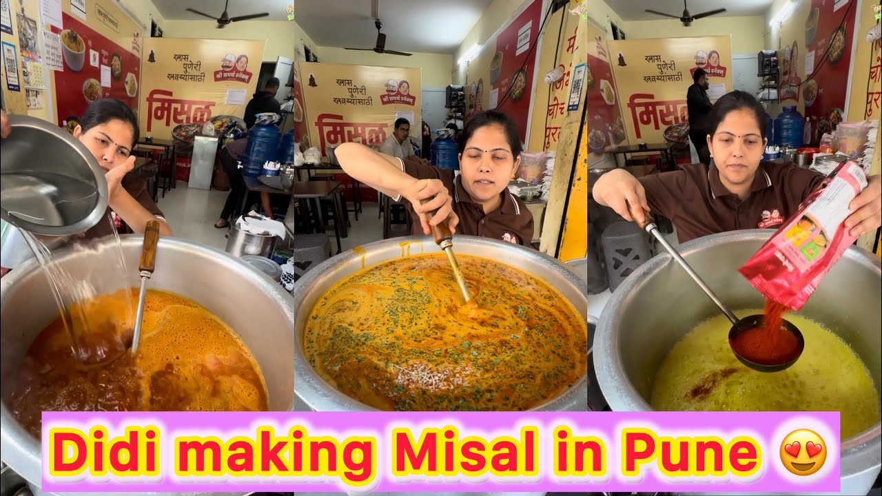 Didi Making Authentic Maharashtrian Misal in Pune 😍 Bulk & Hygienic Preparation 🤩| Street Food India