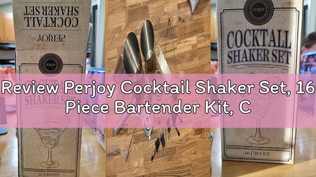 Review Perjoy Cocktail Shaker Set, 16 Piece Bartender Kit, Cocktail Shaker, Stainless Steel Bar Set