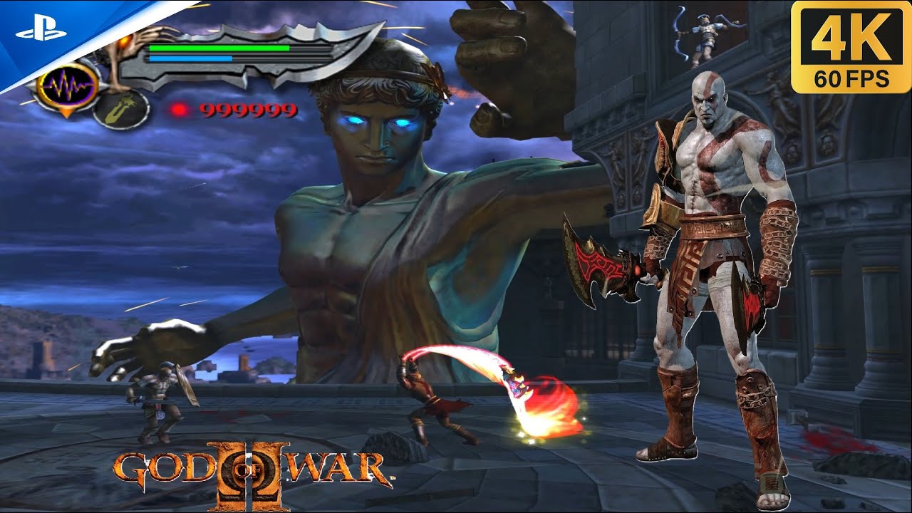 God Of War 2:Three rounds of Colossus of Rhodes Boss fighting.The highest graphics(4K ULTRA HD60FPS)