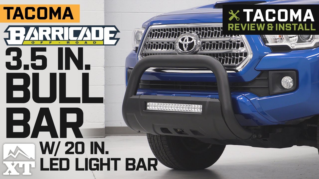 Tacoma Barricade 3.5 in. Bull Bar w/ Skid Plate & 20 in. LED Light Bar (2016-2019) Review & Install