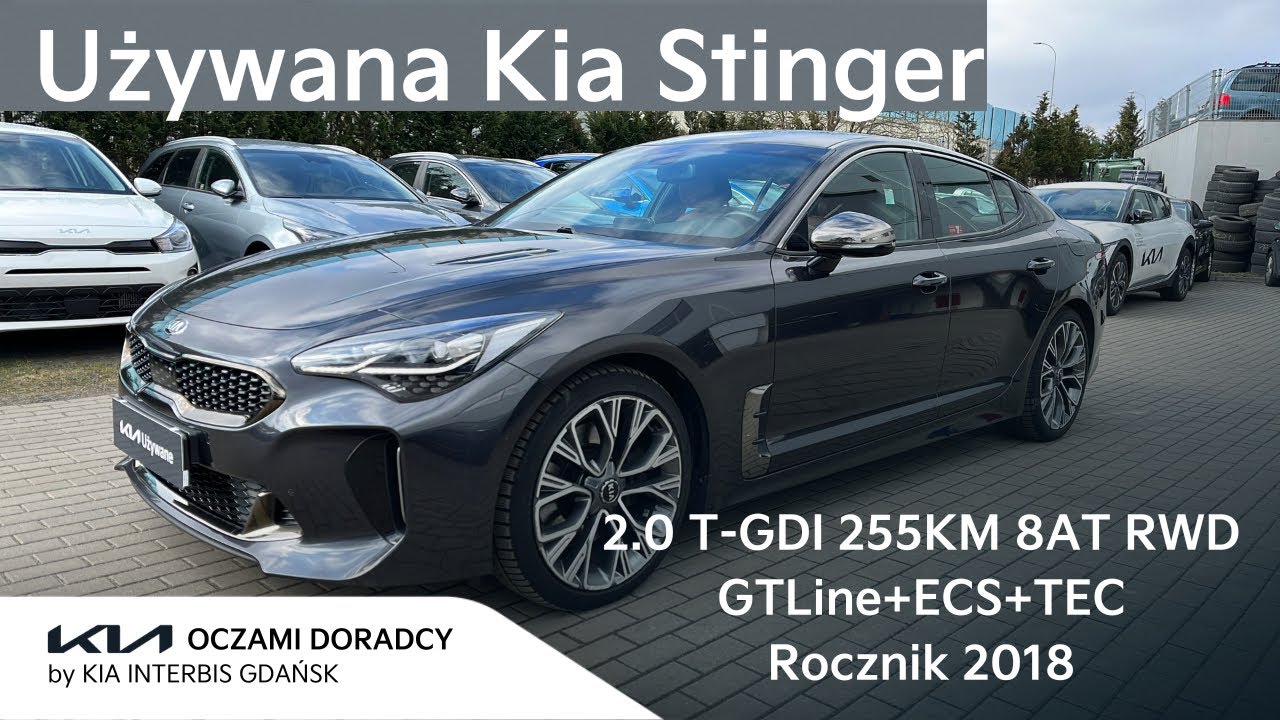 Używana Kia Stinger [2.0 T-GDI 255KM 8AT RWD] wersja GTLine + TEC + ECS | Panthera Metal/Barollo RED