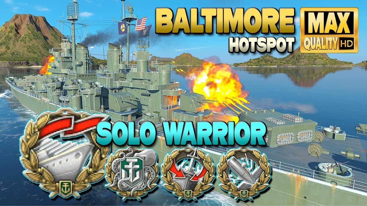 Cruiser Baltimore: Nice shootout for SOLO WARRIOR - World of Warships