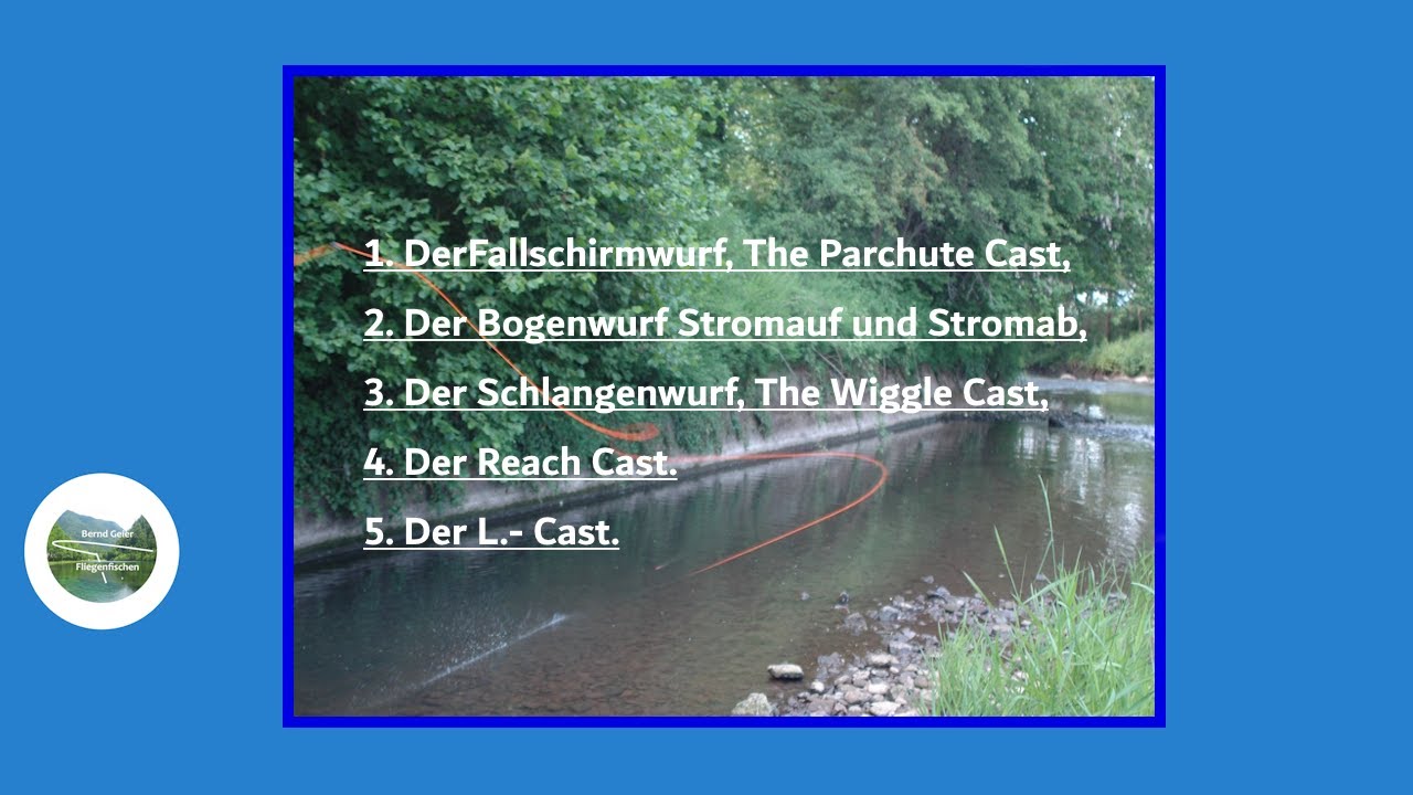 Fliegenfischer Trickwürfe am Wasser - Flyfishing Trick Casts on The Water.