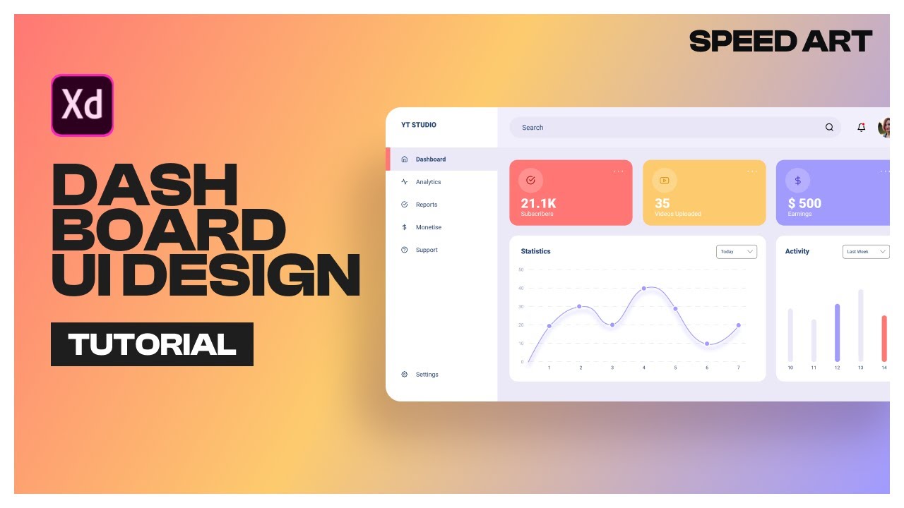 How to design a dashboard interface in Adobe XD (Simple & Stunning) - Speed Art