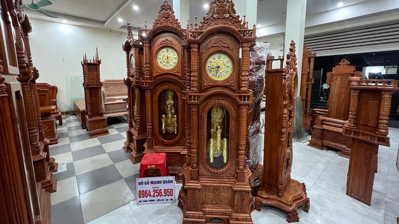 Gửi vào Bình Phước : Cây đồng hồ tứ trụ cao 2m1 - gỗ hương được hoàn thiện kĩ đẹp nhất thị trường