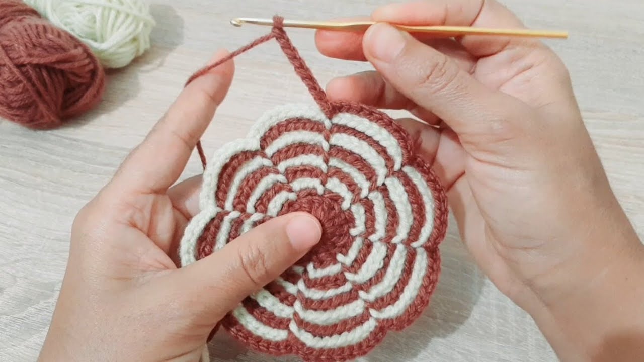 كروشيه موتيف سهل جدا لعمل قاعدة براد او كوب How to crochet super easy motif