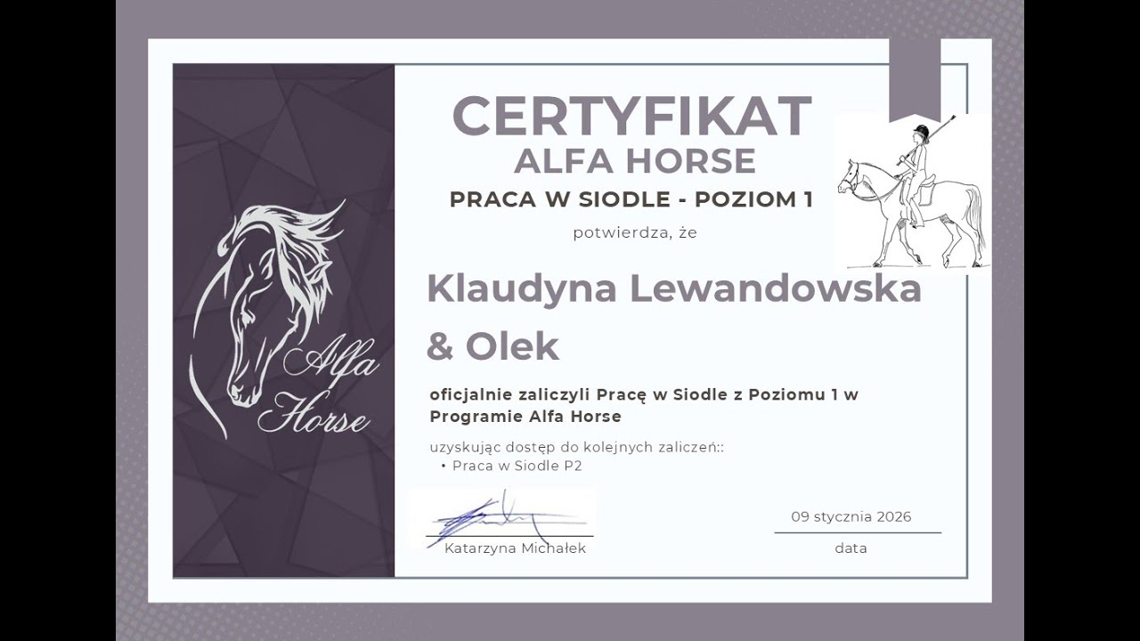 Klaudyna Lewandowska & Olek: Praca w Siodle - Poziom 1 Alfa Horse