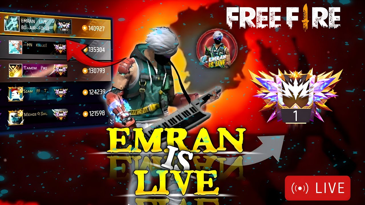 10K?🔥 Free Fire Rank Push Live🔥EMRAN IS LIVE |🔥SNIPER LEGEND🔥#freefire #ff #live
