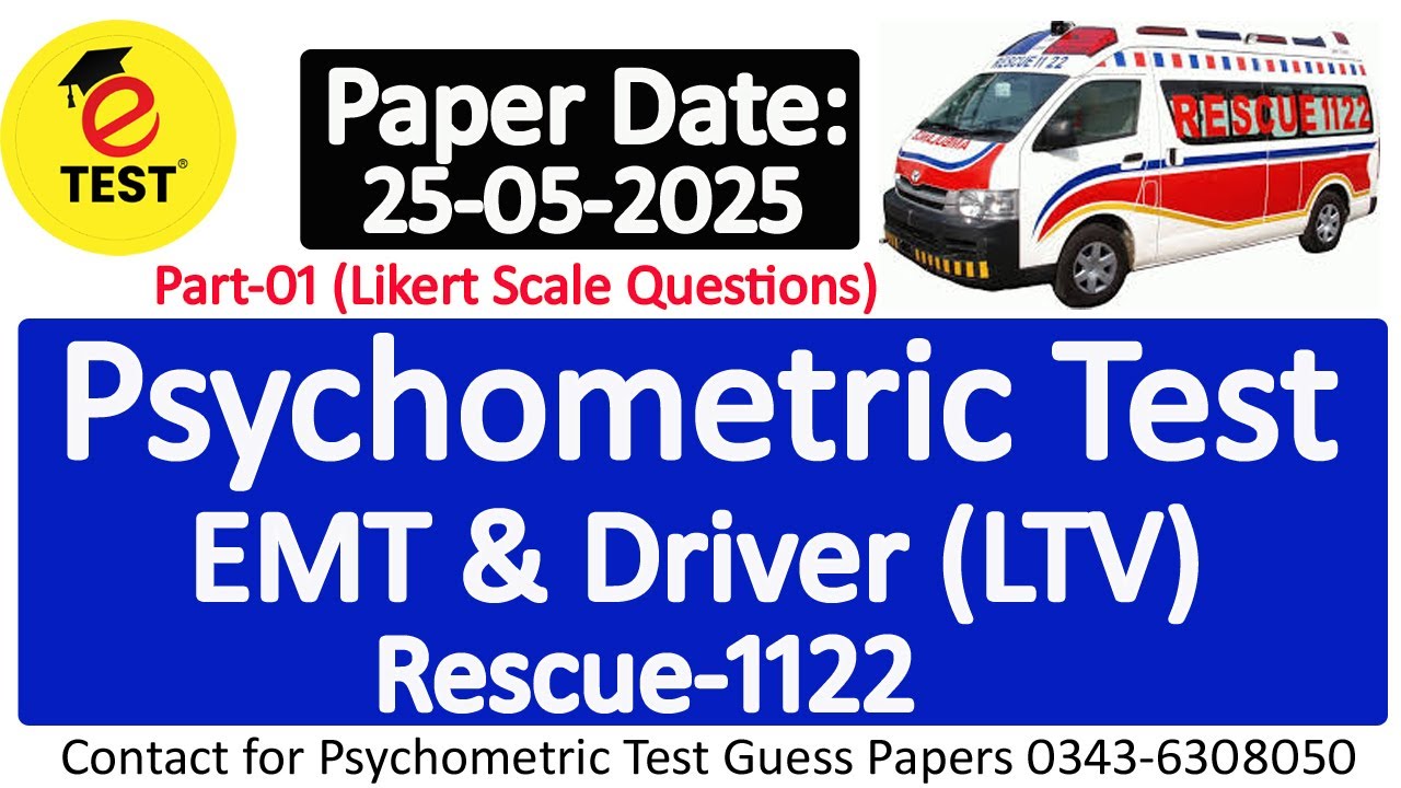 Psychometric Solved Paper 25-05-2025 Part-01 || Driver LTV and EMT Rescue 1122 Psychometric Paper