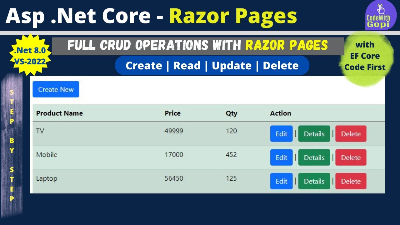 ✅ Full CRUD Operations in ASP.NET Core Razor Pages (.NET 8) –Complete Tutorial with Entity Framework