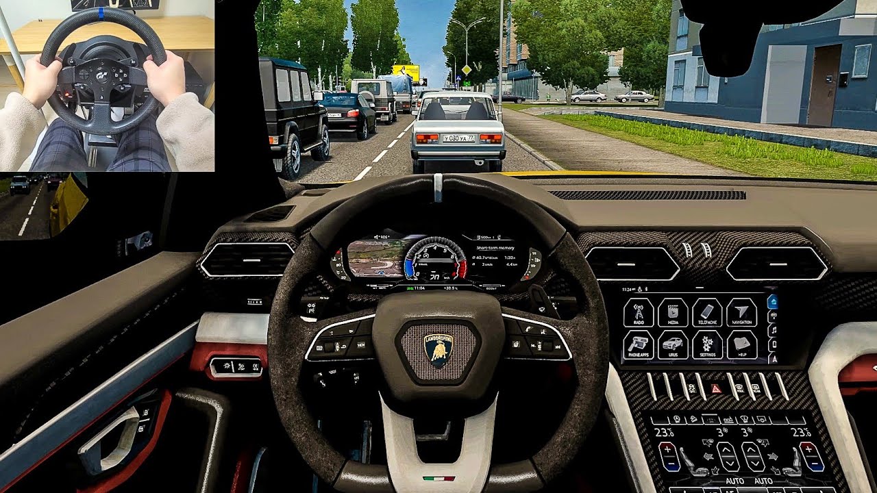 2019 Lamborghini Urus - City Car Driving | Traffic jam [Steering Wheel Gameplay]