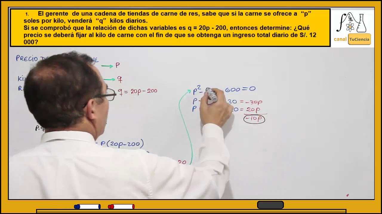 Ecuaciones cuadráticas  Problema de precio y demanda