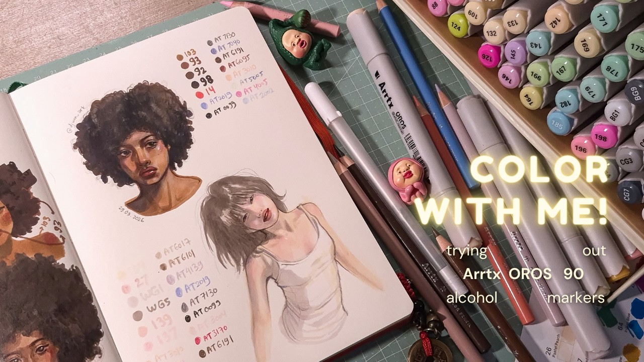 cozy draw and color with me using Arrtx OROS 90 alcohol markers