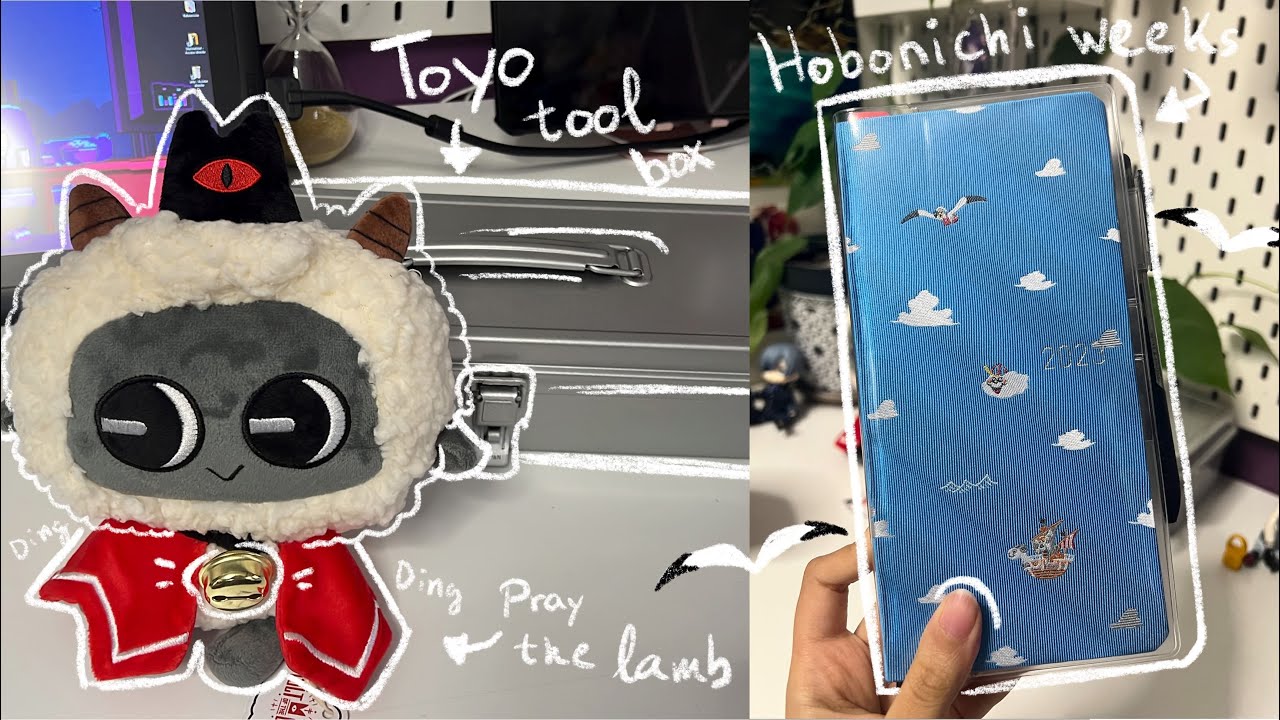 Unboxing toyo tool box 🧰 cult of the lamb plush 🐑 & mini hobonichi weeks setup 🧰
