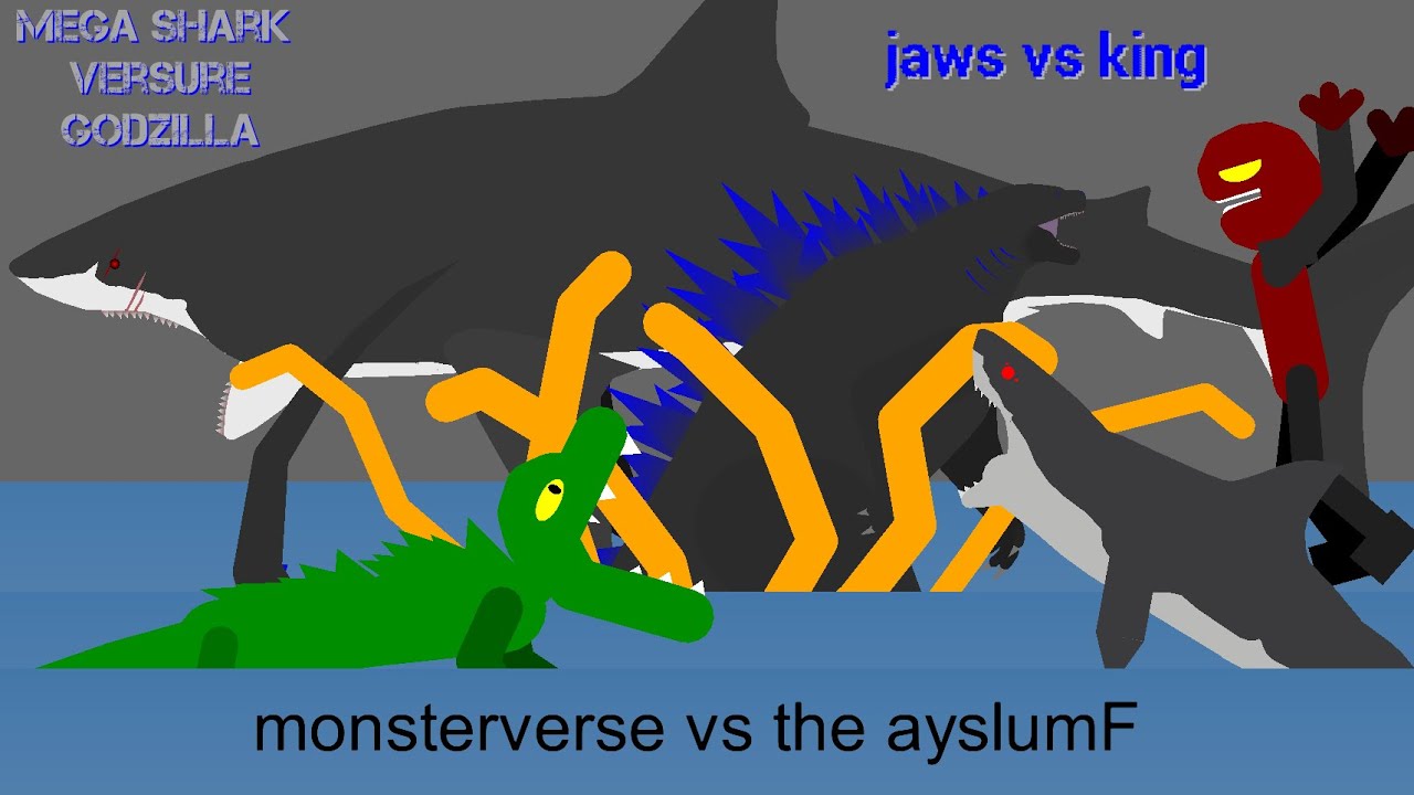 Mega shark vs godzilla: jaws vs king poster fan made (sticknodes animation) thank you ash 😊😇