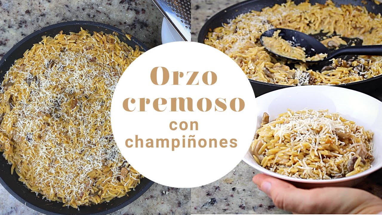 Cómo preparar ORZO (PASTA) CREMOSO con champiñones /fácil y rápido /con queso parmesano