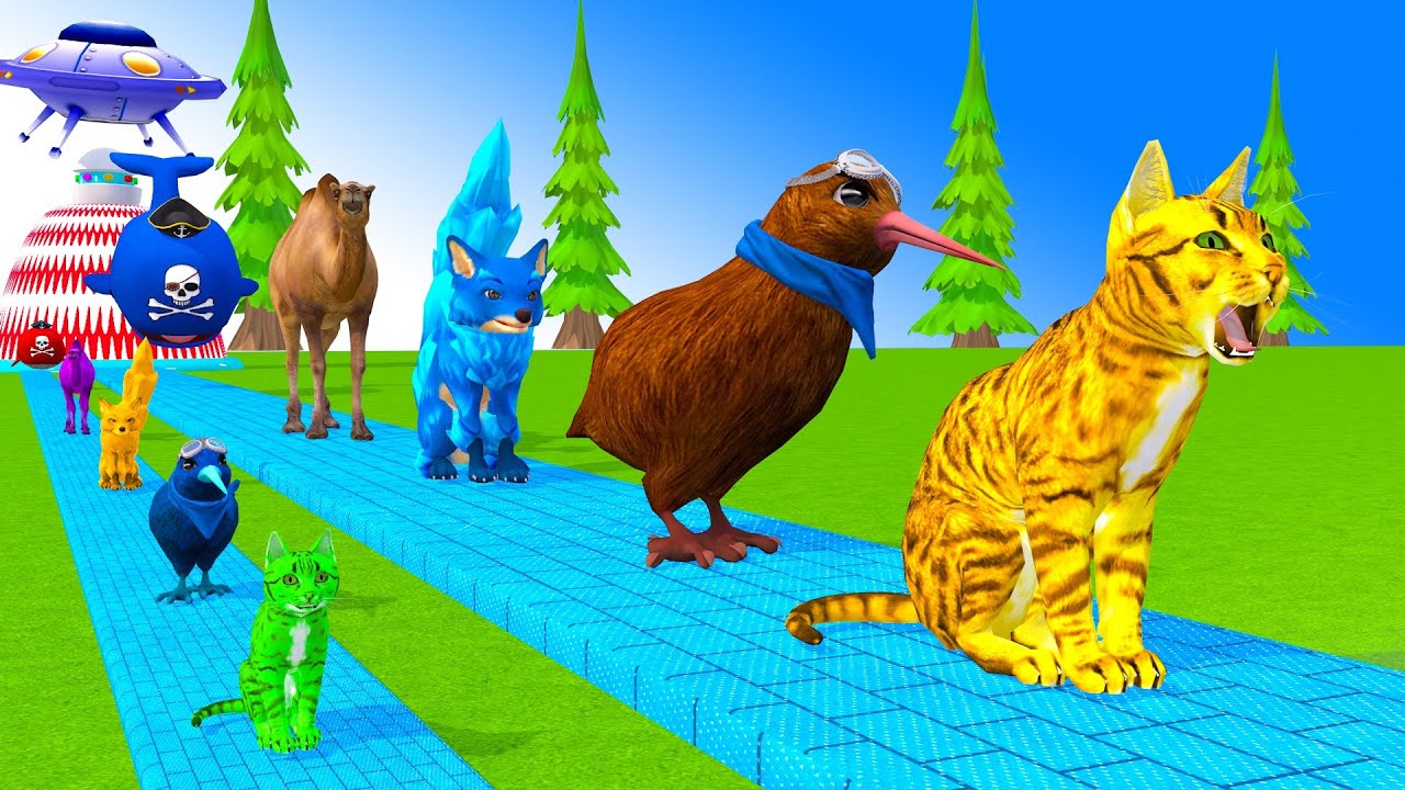 Long Slide Game With Cow Elephant Gorilla Hippopotamus Tiger 3d Animal Game Funny 3d Animals