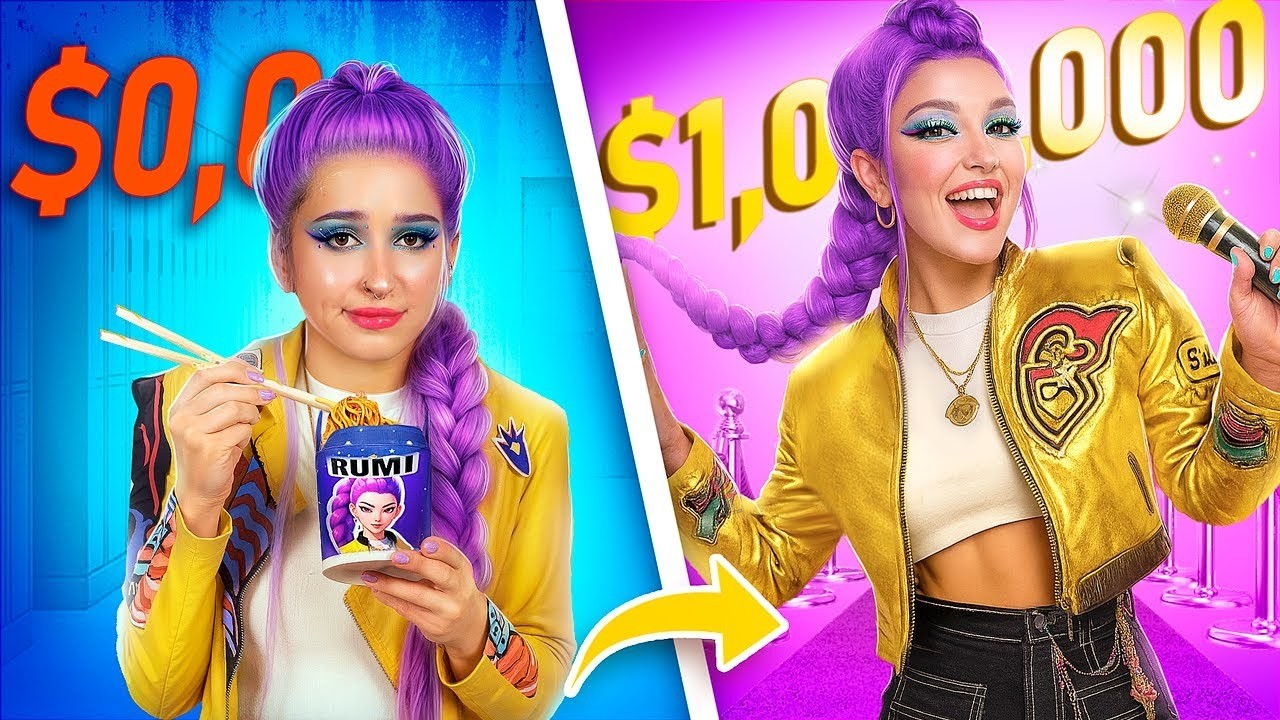 K-Pop Demon Hunters Makeover! من Nerds لمشاهير Rumi & Jinu Glow Up | Huntrix vs Saja Boys!