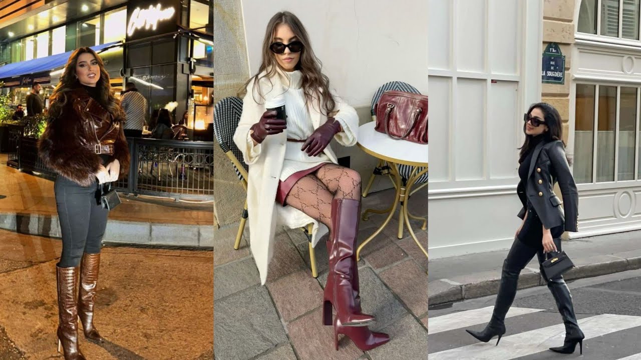 “Bold & Beautiful: Women’s Leather Long High-Heel Boots”