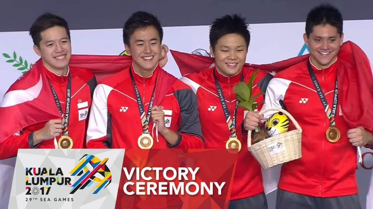 Swimming Men's 4 x 200m freestyle relay victory ceremony of 29th SEA Games 2017