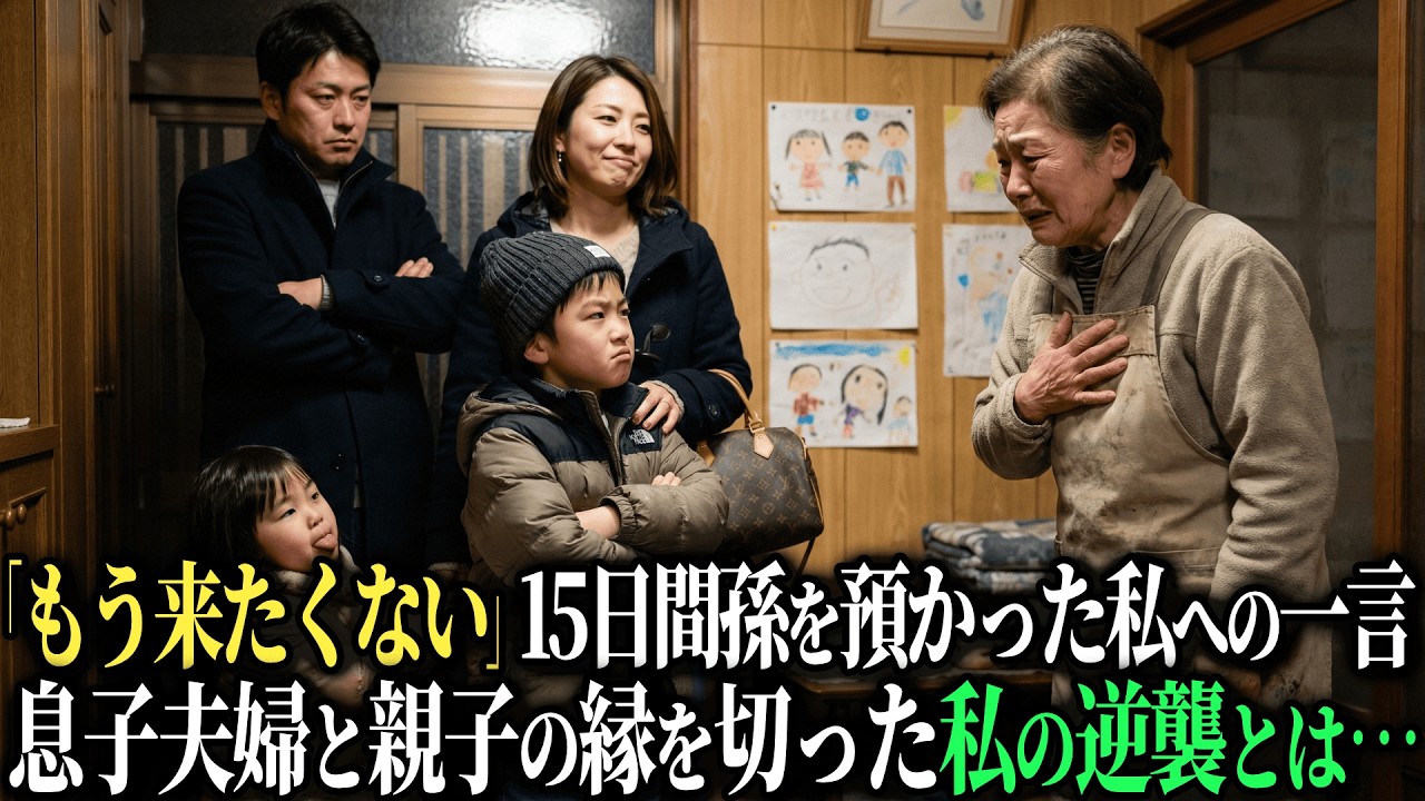 「もう二度と来たくない」冬休み最終日、15日間も孫を預かっていた私に対しての一言→そして私を悪者扱いした息子夫婦。親子の縁を切った衝撃の結末・・・【シニアのスカッと朗読】【老後の知恵】