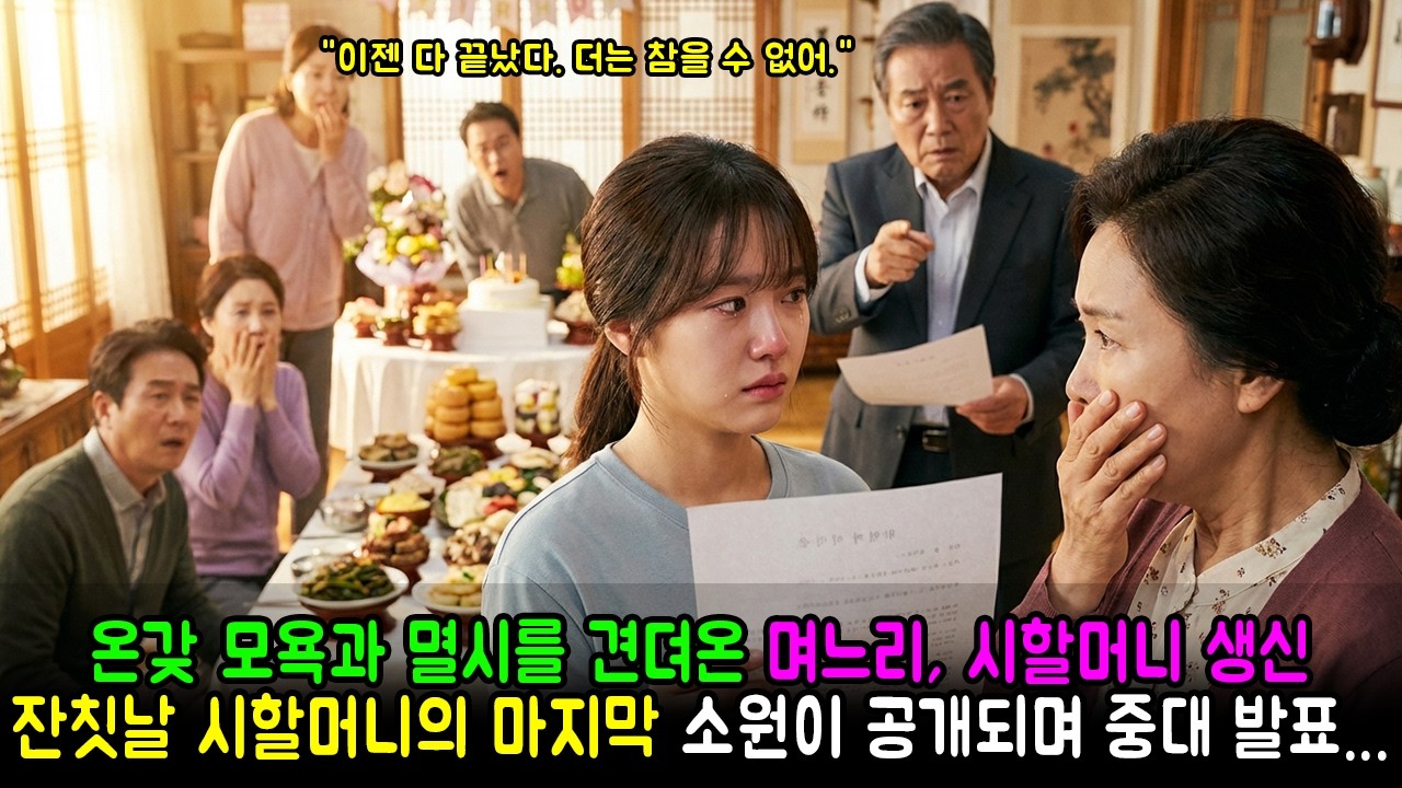 온갖 모욕과 멸시를 견뎌온 며느리, 시할머니 생신 잔칫날 시할머니의 마지막 소원이 공개되며 중대 발표... | 반전사연 | 감동사연 | 노후사연 | 막장사연
