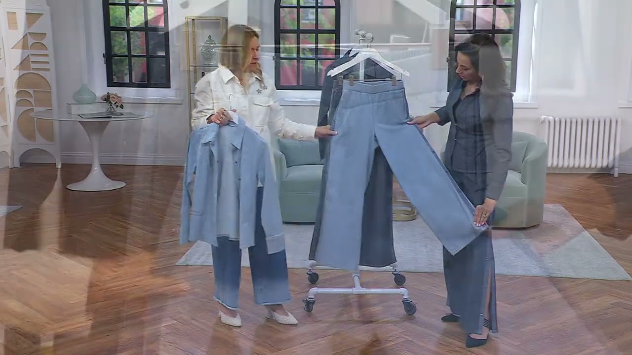 Peace Love World Snap Side Full Length Denim Pant on QVC