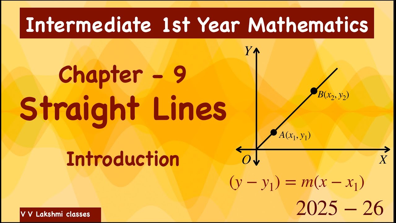 Straight lines | Inter 1st year Maths | Chapter-9|Intriduction@ V V Lakshmi classes
