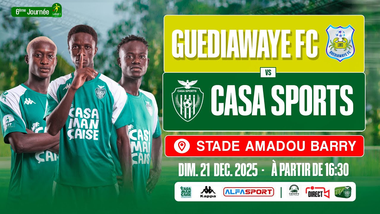 🔴[DIRECT //8eme Journée Ligue 1 Saison 2025-2026 MATCH // GUEDIAWAYE FC  🆚 CASA SPORTS