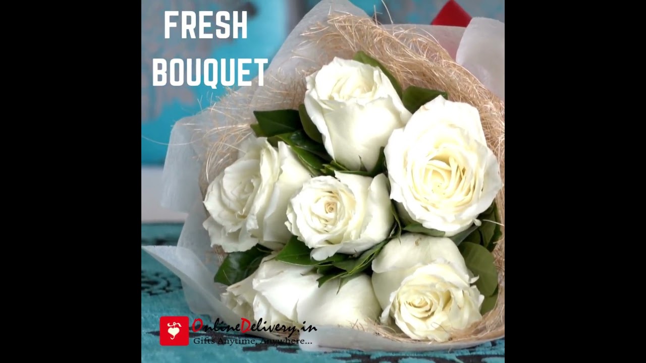 White Rose Flowers Bouquet | India's Best Florist | Buy Flowers Online from WWW.ONLINEDELIVERY.IN