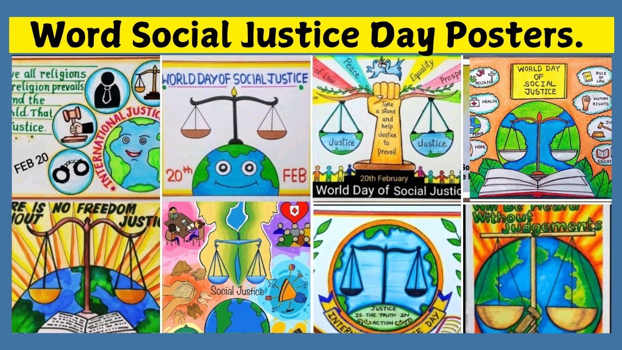 WORLD SOCIAL JUSTICE DAY POSTERS/ Social justice day drawing